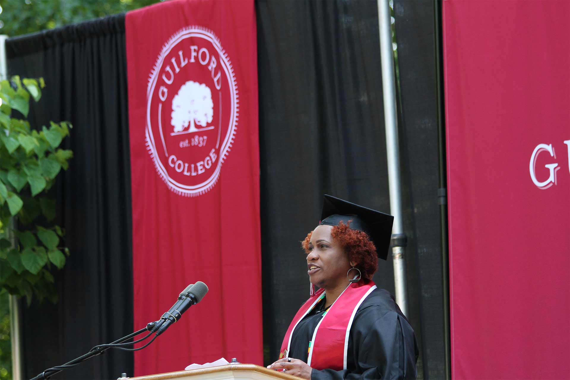 Continuing Education student Theresa Gregory '17 speaks at Commencement.