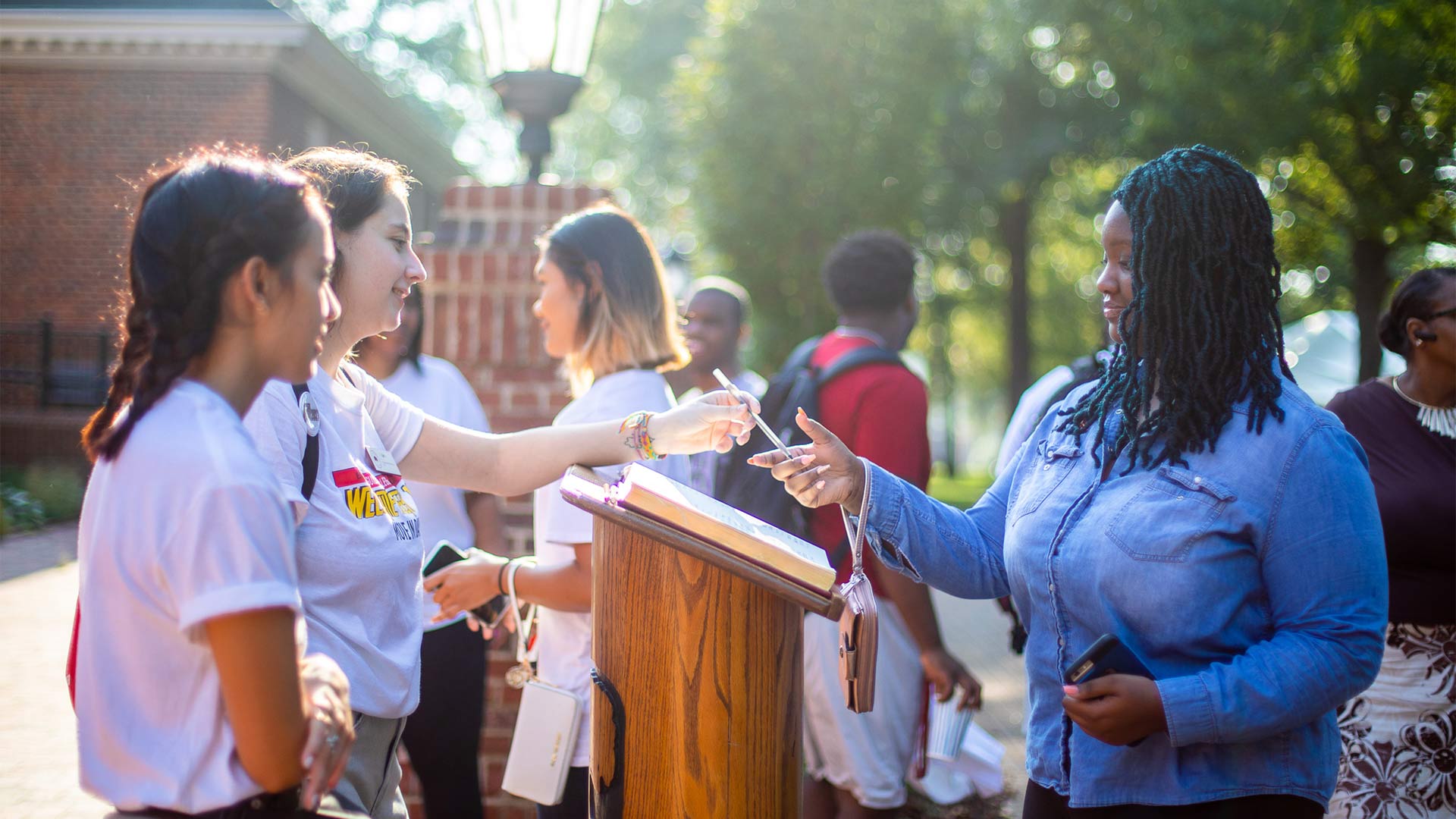 Students sign in for the first time on move-in day.