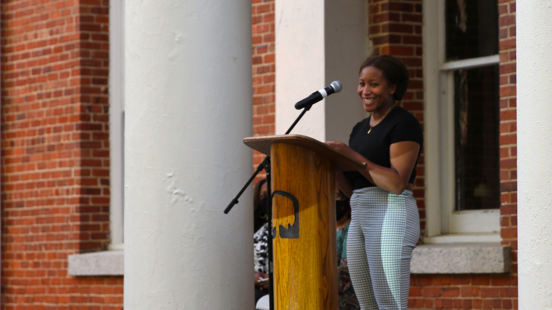 A student speaks at the Sankofa celebration in 2021.