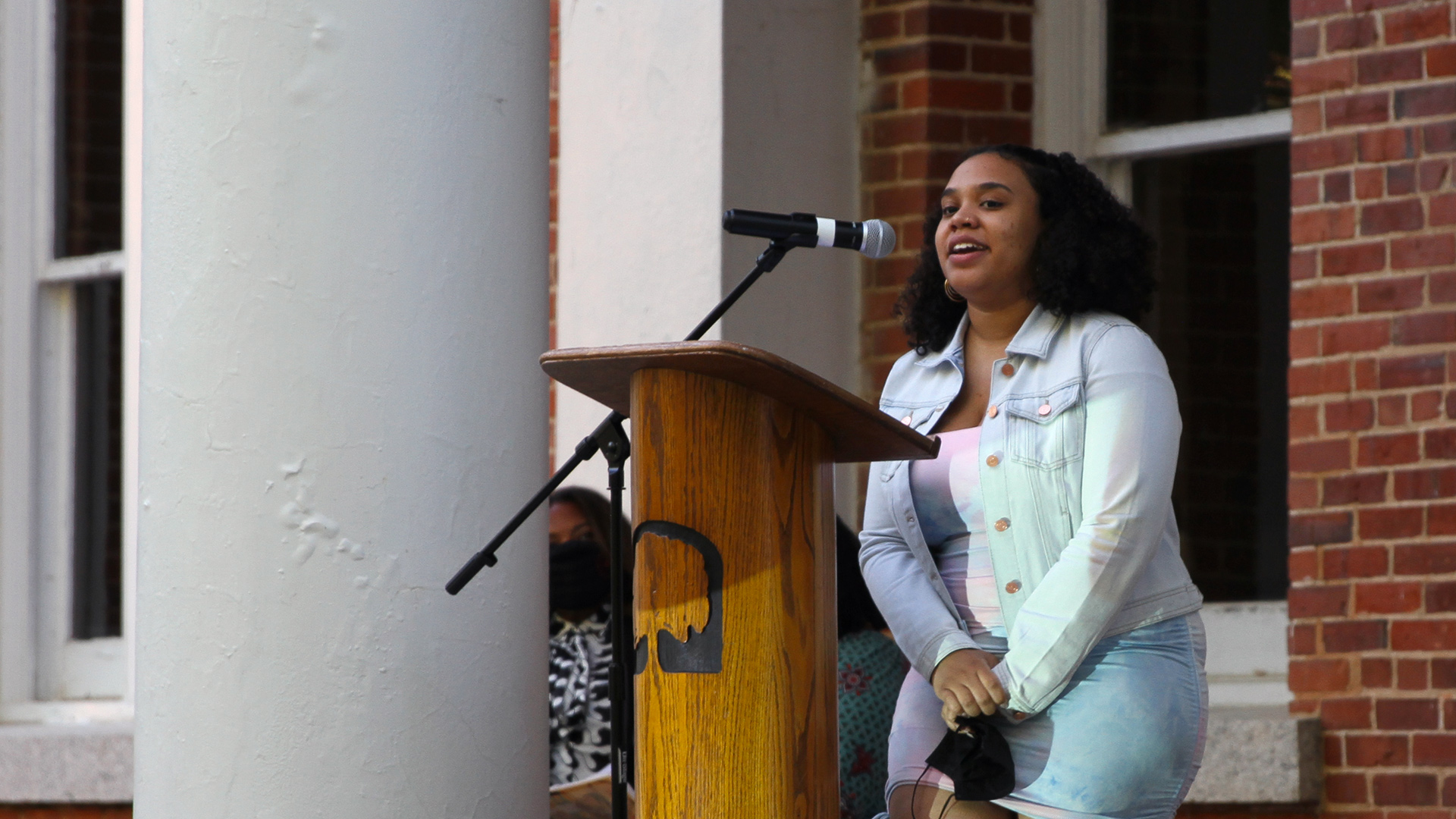 Students share their experiences with the crowd at the Sankofa celebration on May 6, 2021.