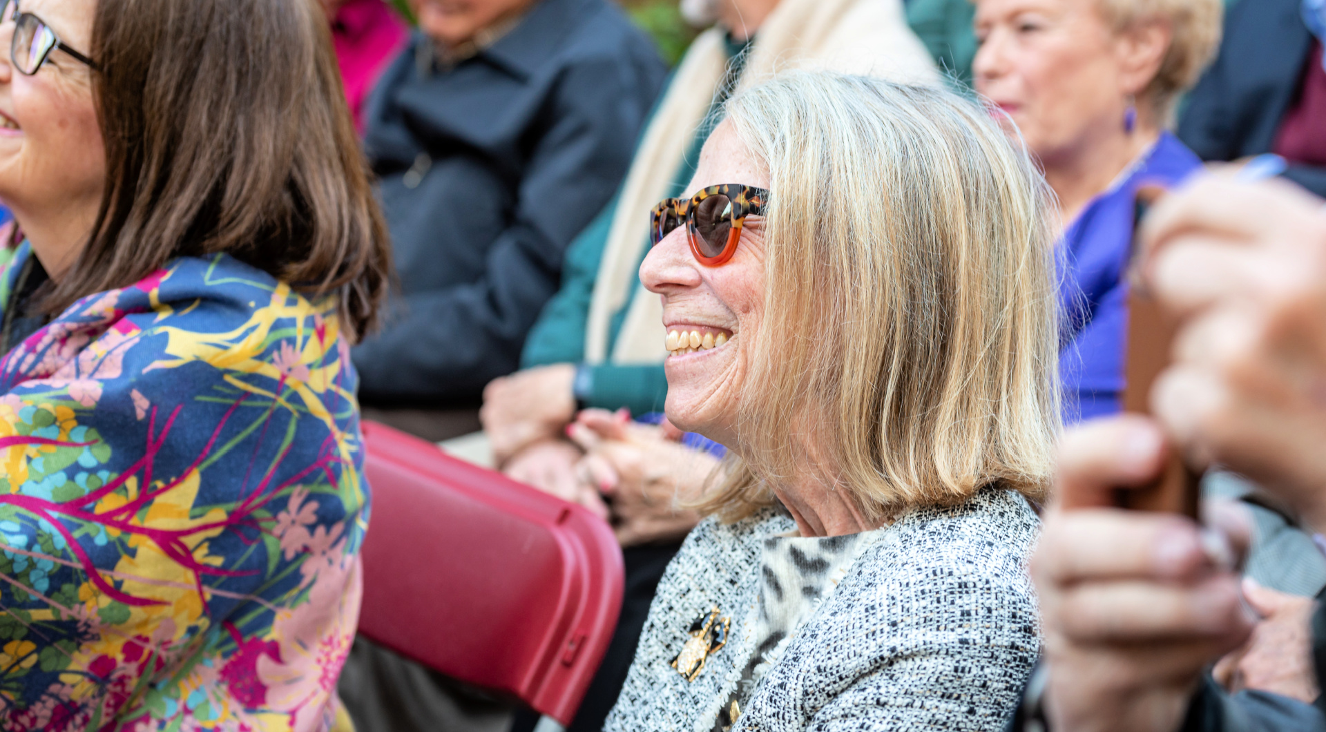 A Guilfordian smiles during the Zopf Gazebo dedication.