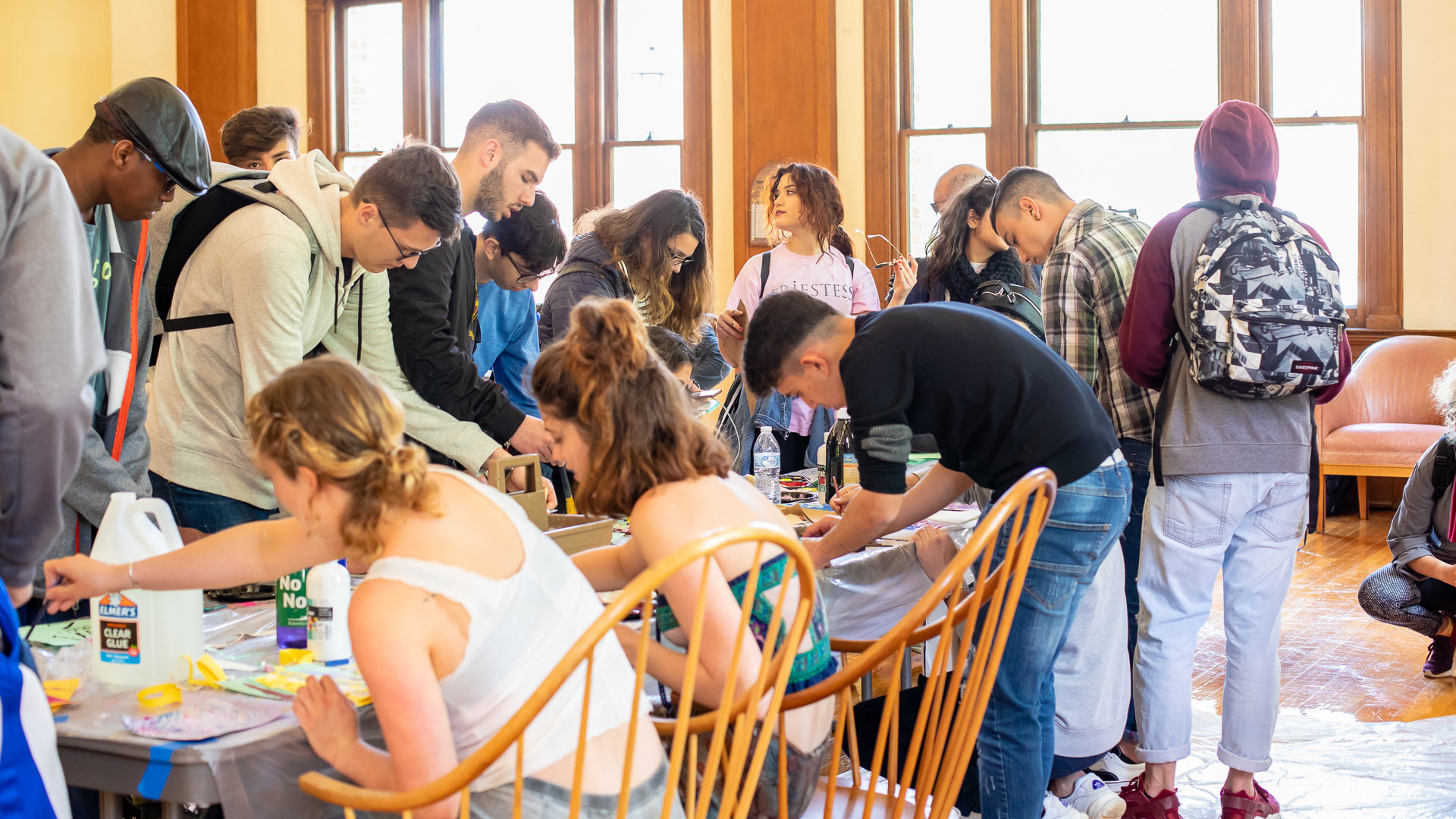 Visitors take part in an art project at GUS.