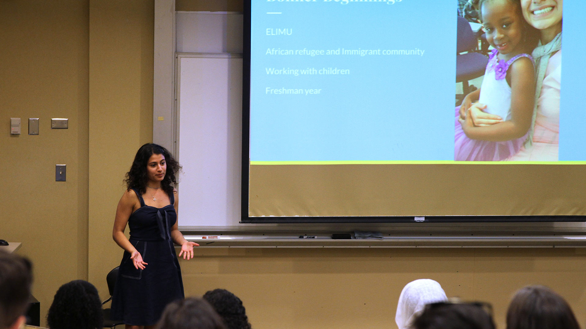 A student gives a Bonner presentation at GUS 2019.